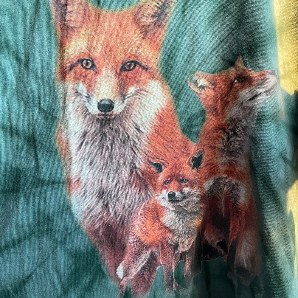 Y2K Colortone foxes green tie dye short sleeve tee - Picture 11 of 12